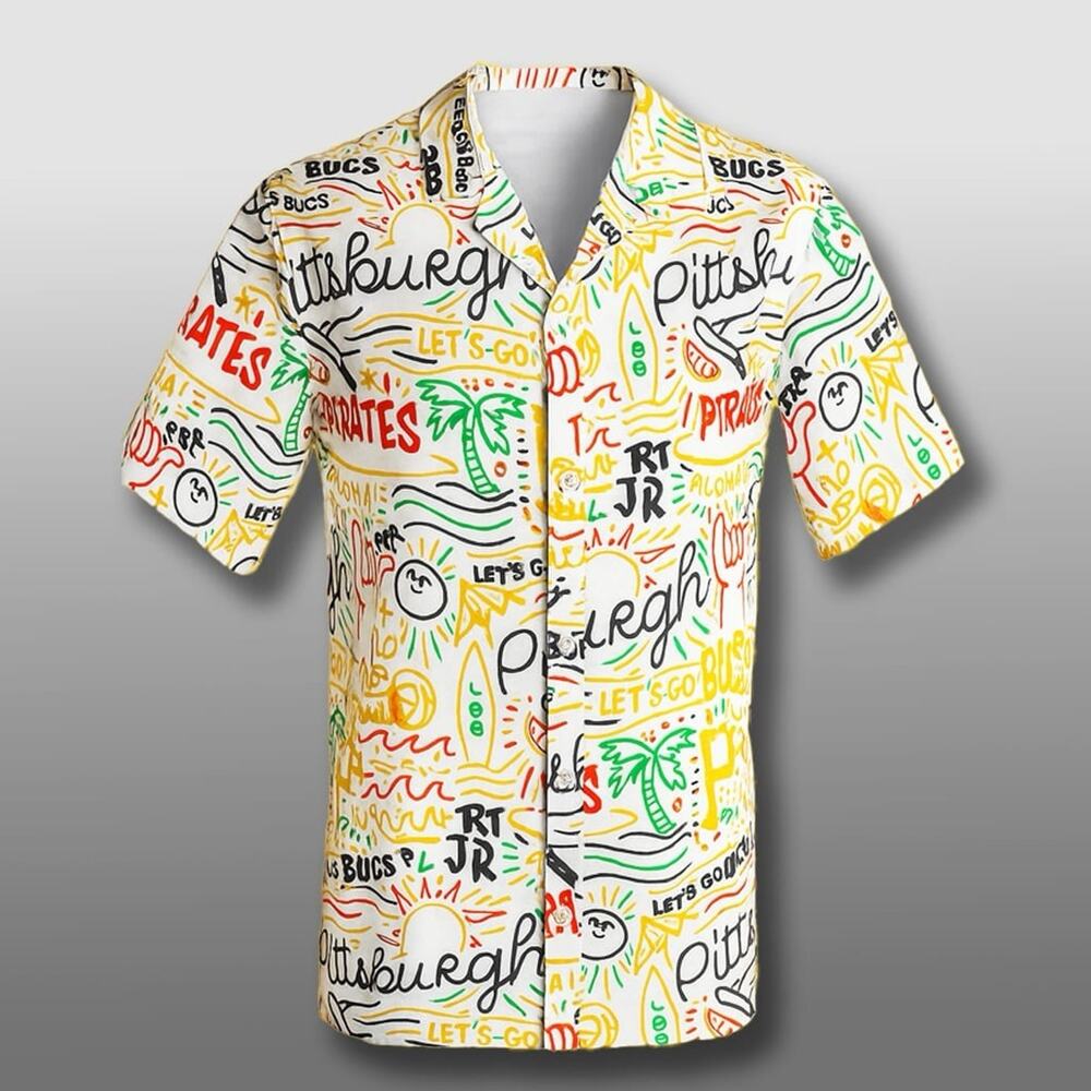 MLB Pittsburgh Pirates Bucco Luau Hawaiian Shirt Giveaway AOP Button Down L
